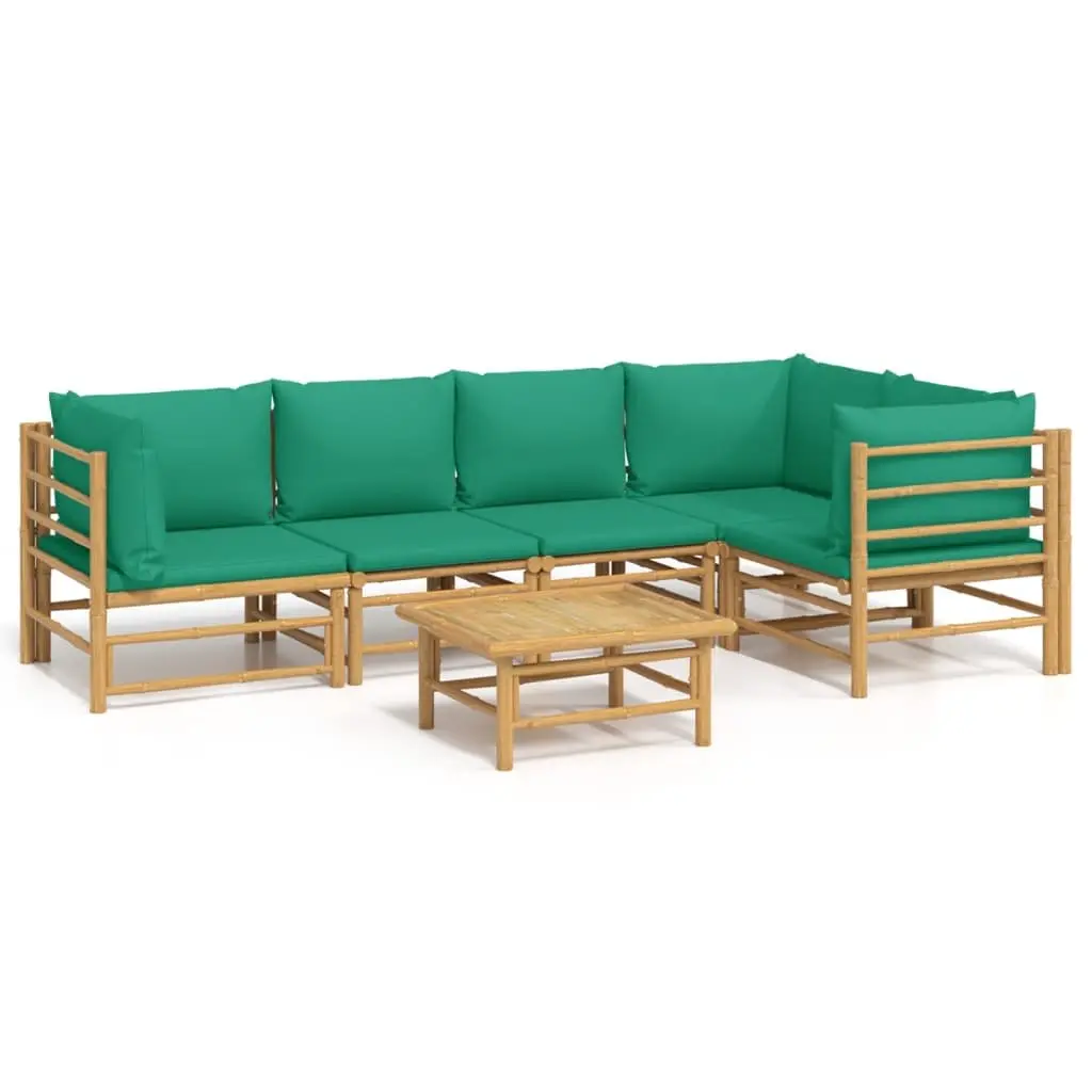 6 Piece Bamboo Garden Lounge Set Outdoor Furniture Modular Sofa with Cushions