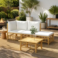 4-Piece Bamboo Garden Lounge Set for Relaxation