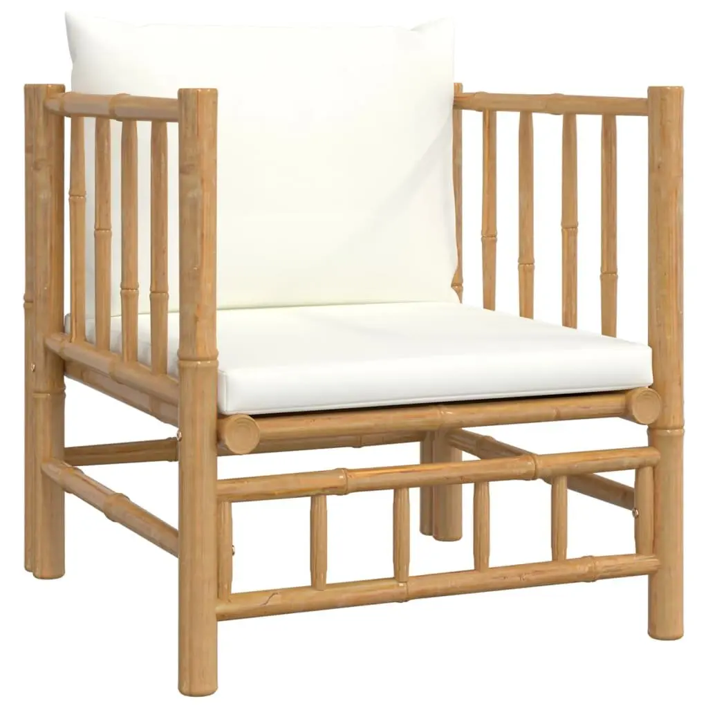 Garden Lounge Set Modular Bamboo Frame 6 Piece Outdoor Furniture with Cushions