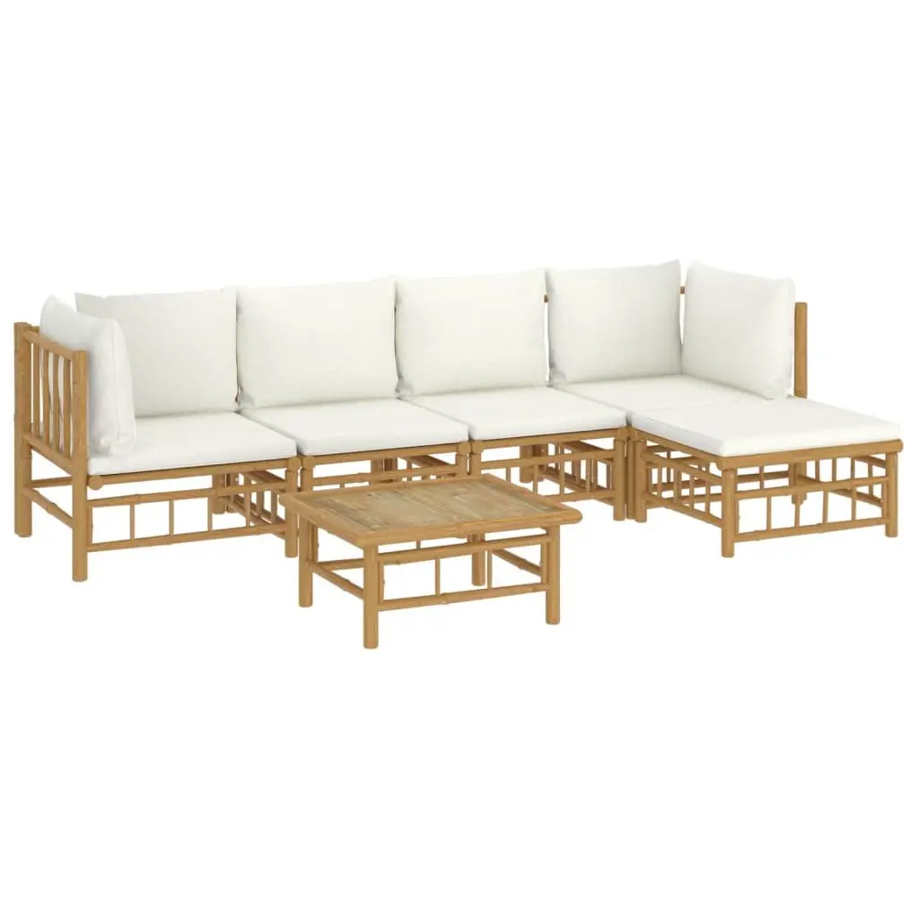 Garden Lounge Set 6 Piece Outdoor Furniture Bamboo Modular Sectional with