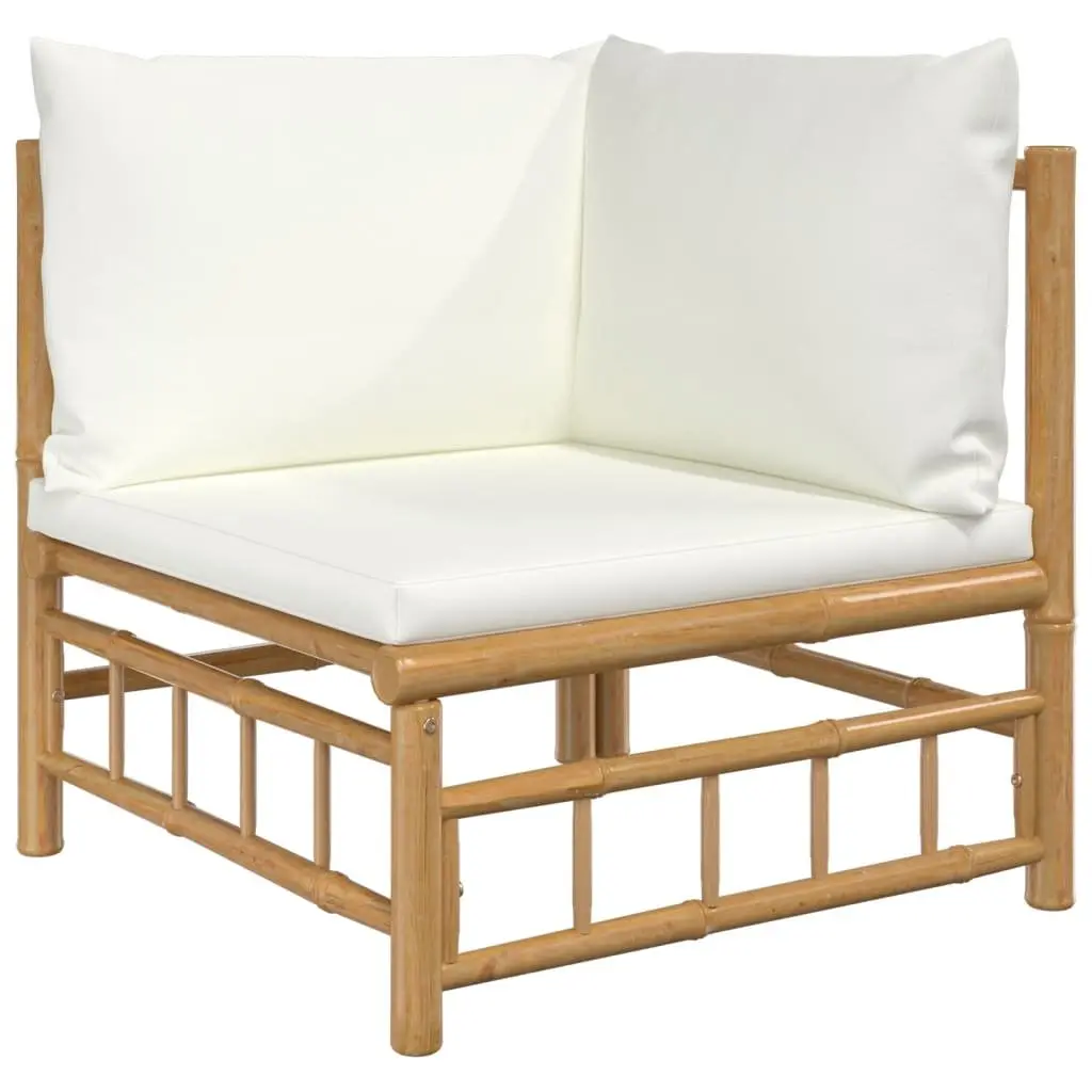 Bamboo Garden Corner Sofa Set 2 Pieces Outdoor Furniture with Cushions