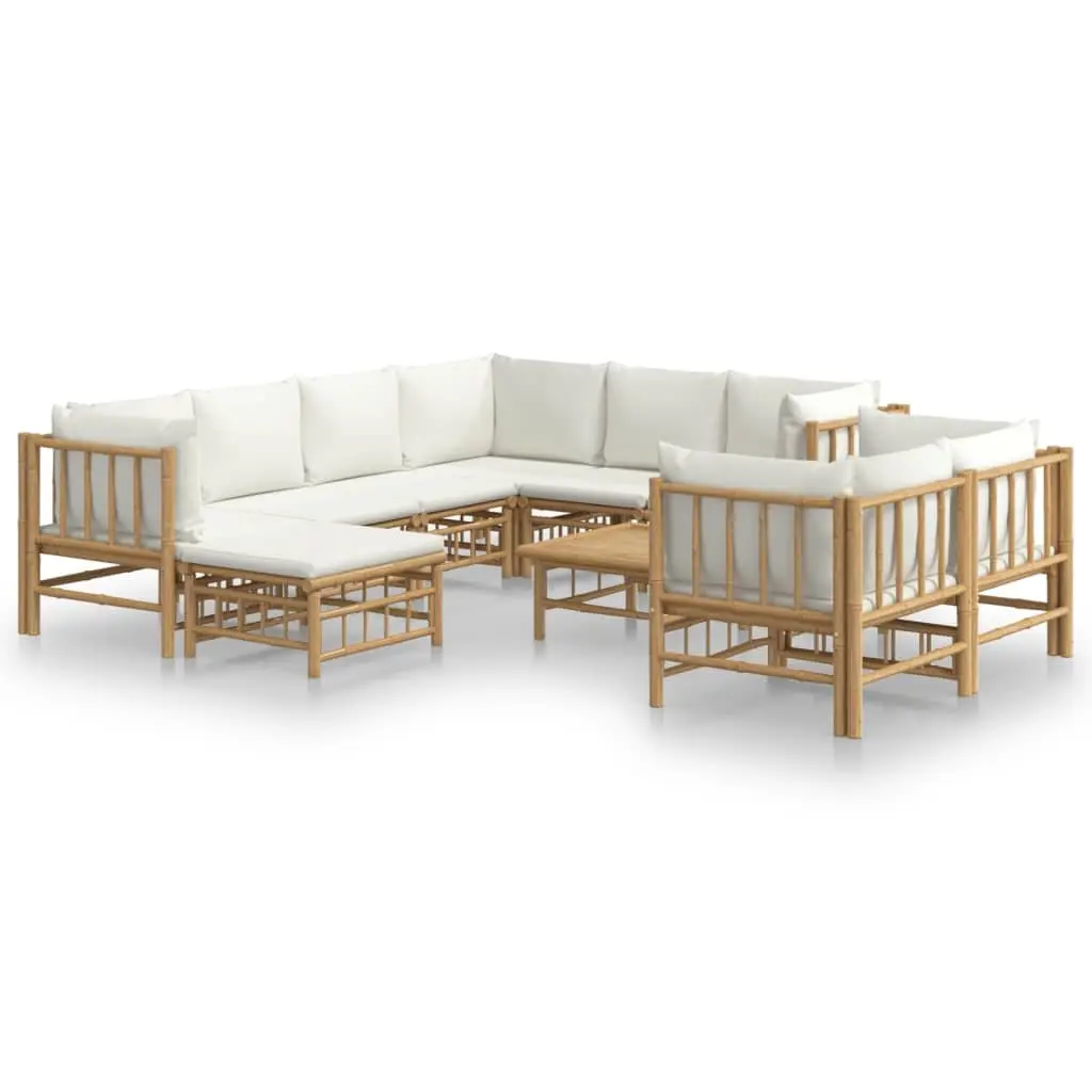 Garden Lounge Set Bamboo Outdoor Furniture 10 Pieces