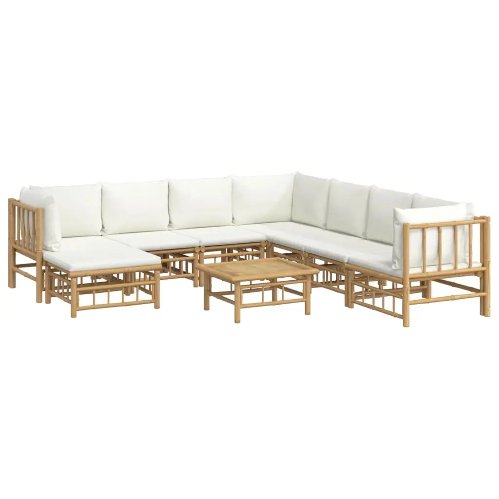 Bamboo Garden Lounge Set 9 Piece Outdoor Furniture Patio Sofa with Cushions
