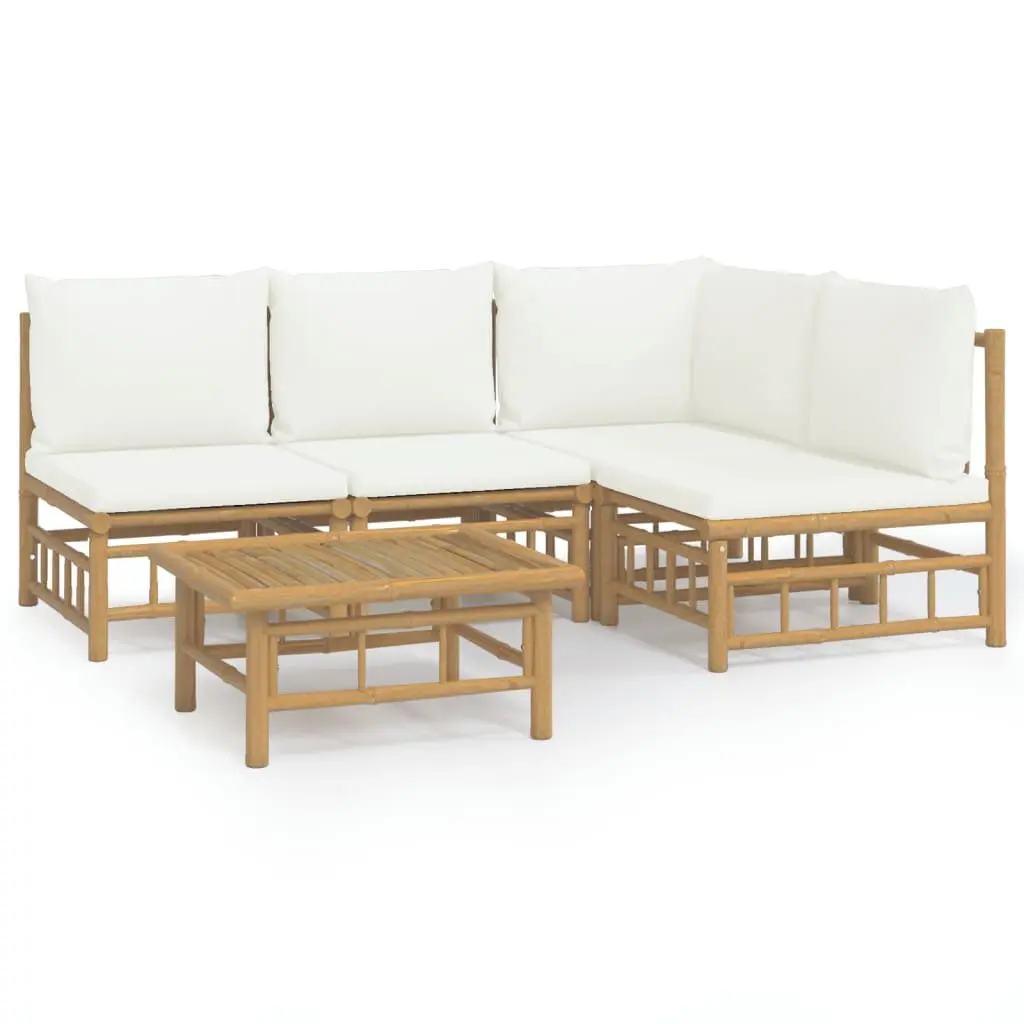 5 Piece Garden Lounge Set Bamboo Sofa with Cushions