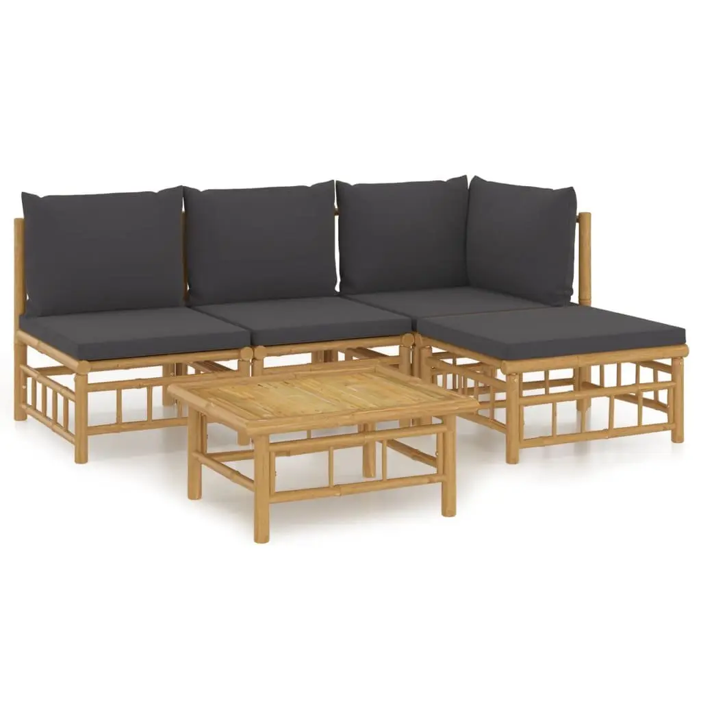 Bamboo Garden Lounge Set Modular Outdoor Furniture 5 Piece Brown