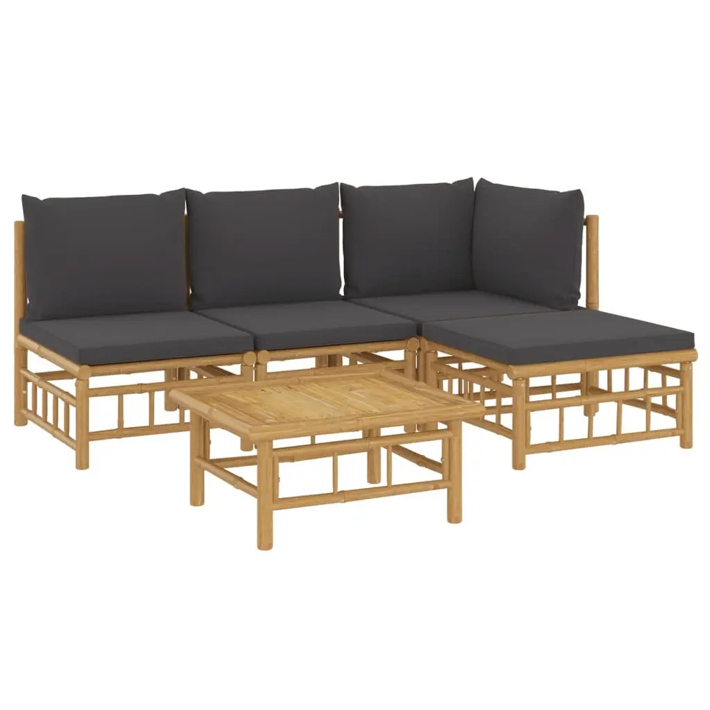 Bamboo Garden Lounge Set Modular Outdoor Furniture 5 Piece Brown