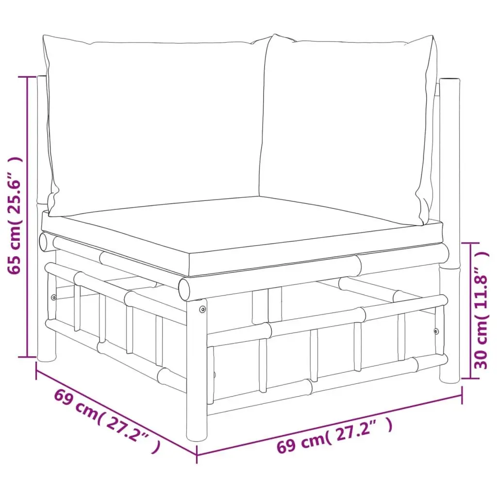 Bamboo Garden Lounge Set 6 Piece Outdoor Furniture with Cushions Brown