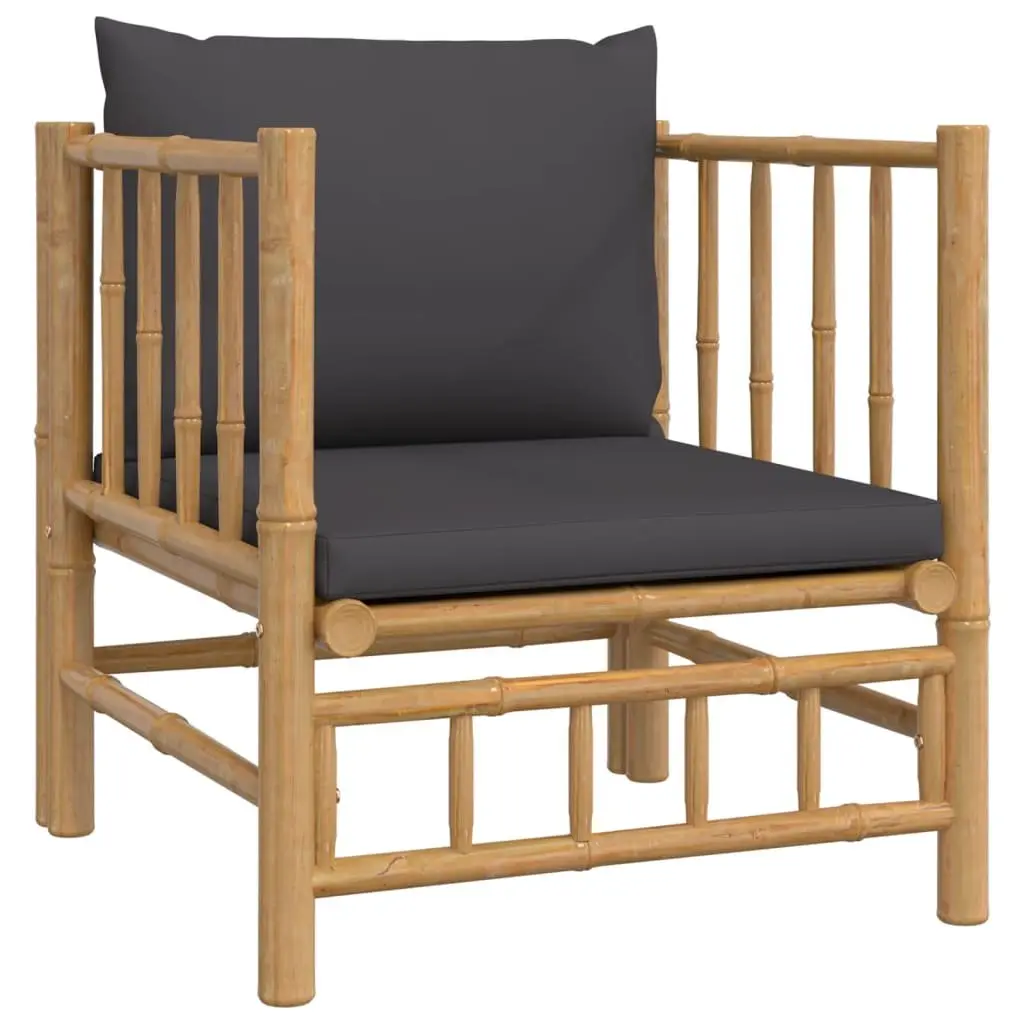 7 Piece Garden Lounge Set Bamboo Sofa with Cushions Table