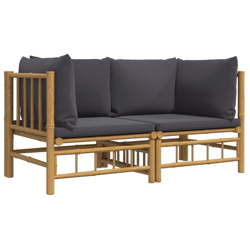 Garden Corner Sofas 2 pcs Bamboo Outdoor Furniture Set with Cushions Lounge