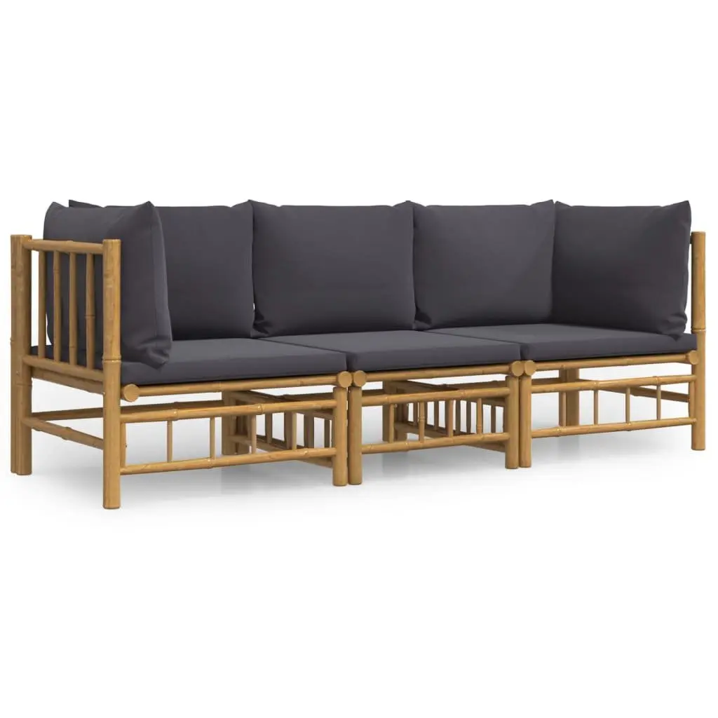 Garden Lounge Set Modular Bamboo Outdoor Furniture 3 Piece