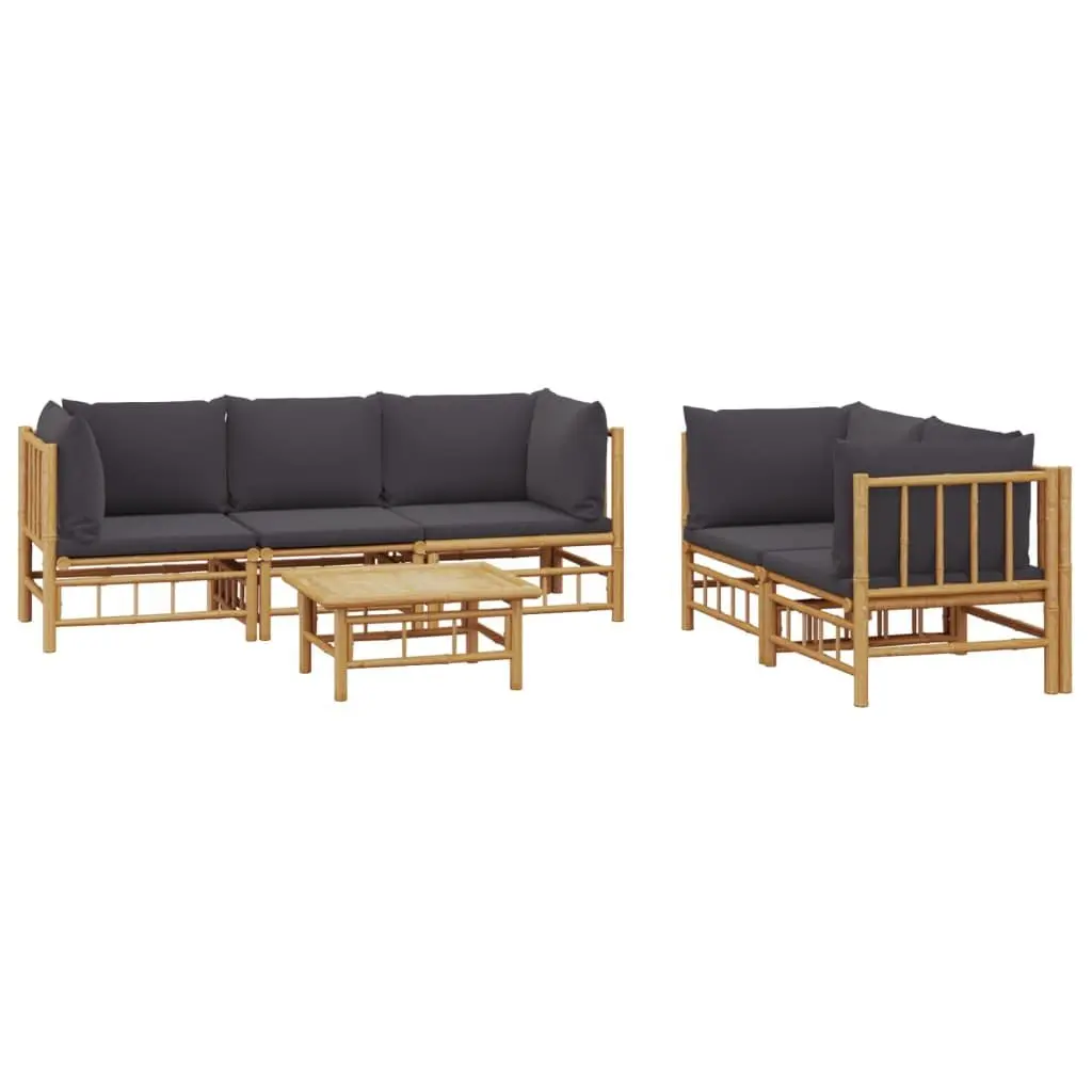 Garden Lounge Set 6 Piece Bamboo Outdoor Furniture Patio Seating with Cushions