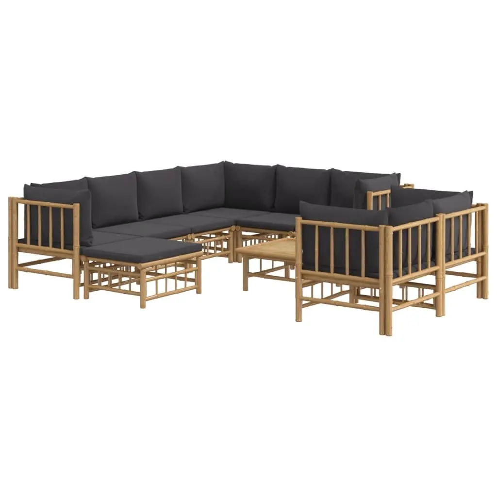 Garden Lounge Set Modular Bamboo Outdoor Furniture 10 Piece