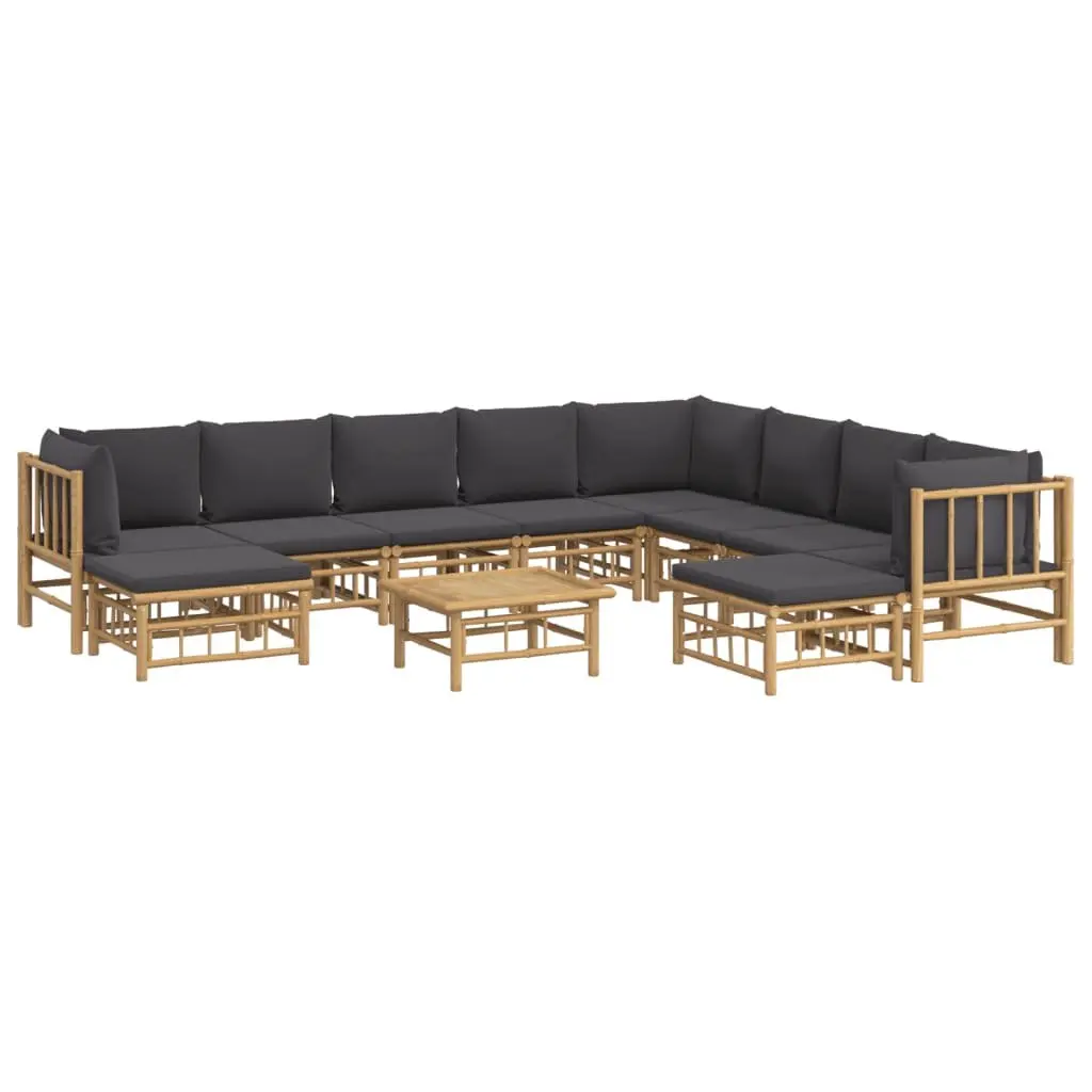 Garden Lounge Set Bamboo 11 Piece Outdoor Furniture Sofa with Cushions Table