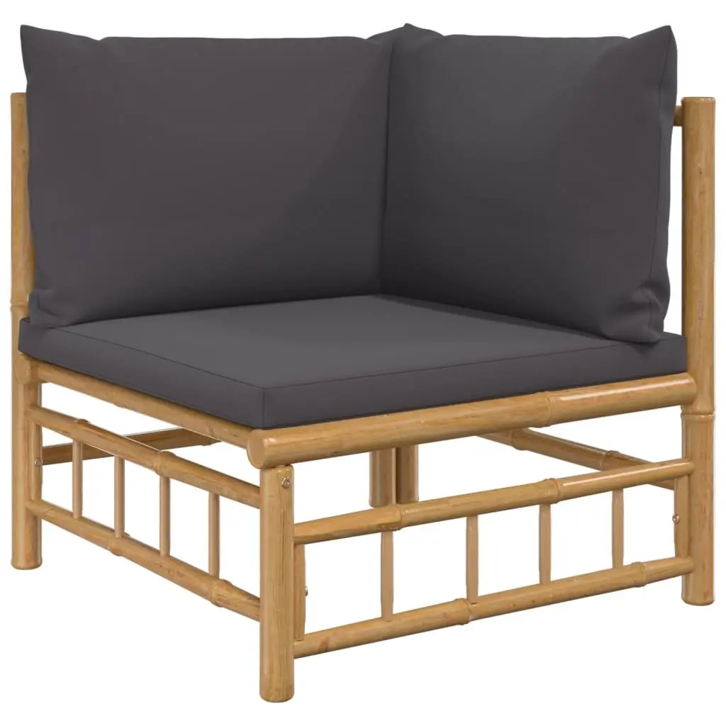 9 Piece Modular Outdoor Lounge Set Bamboo with Cushions Brown