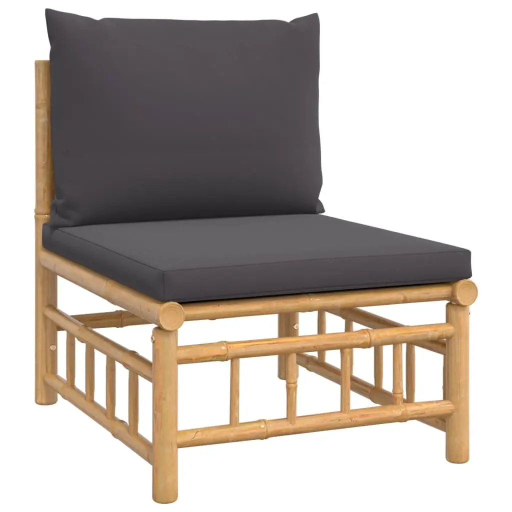 9 Piece Modular Outdoor Lounge Set Bamboo with Cushions Brown