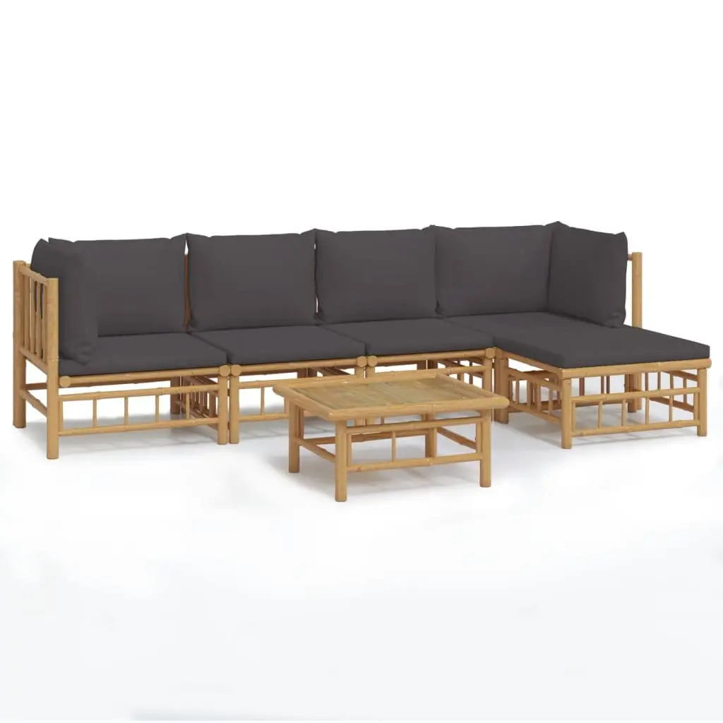 Garden Lounge Set Bamboo Outdoor Furniture 6 Piece with Cushions