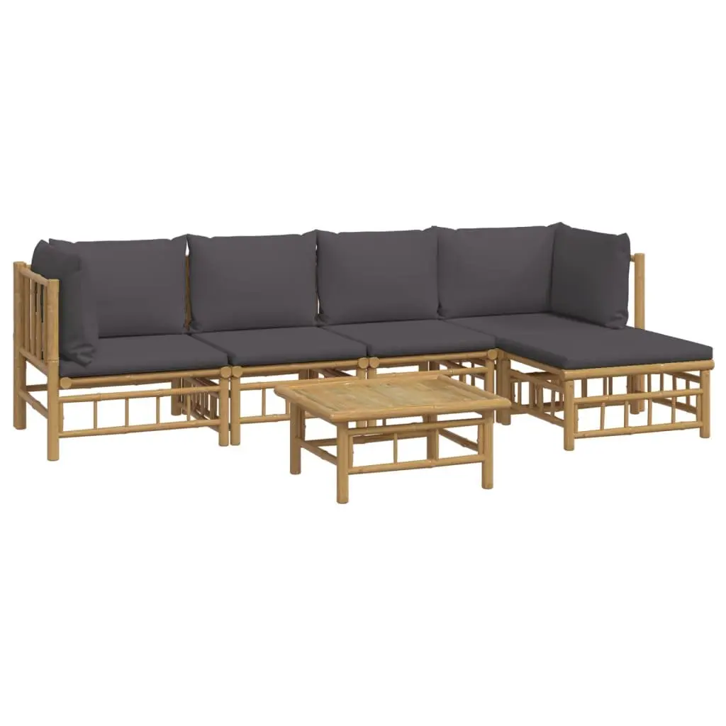 Garden Lounge Set Bamboo Outdoor Furniture 6 Piece with Cushions