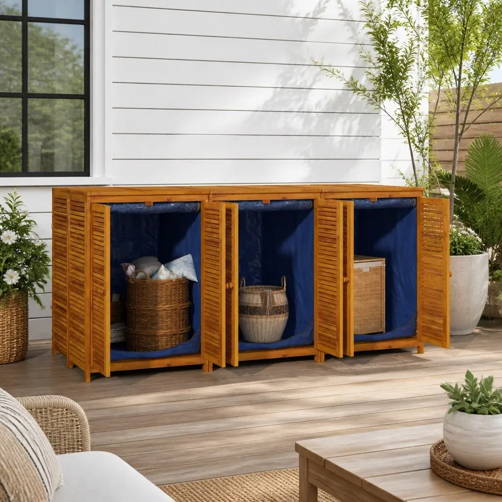 Garden Storage Box Solid Acacia Wood 210x87x104cm Outdoor Deck Patio Furniture