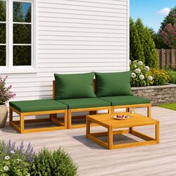 Friendly 4 Piece Outdoor Lounge Set with Green Cushions