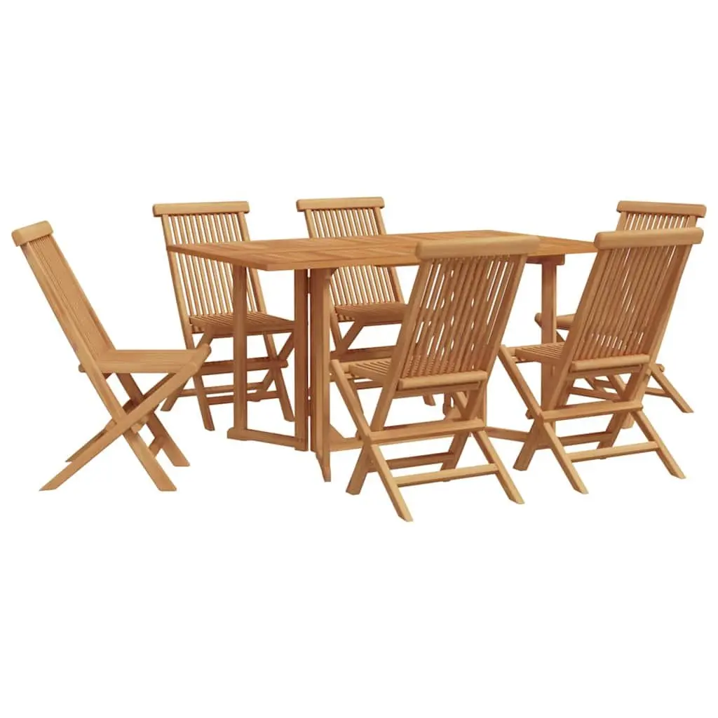 Outdoor Dining Set Modern Teak Wood 7 Piece Rectangular Table and Chairs