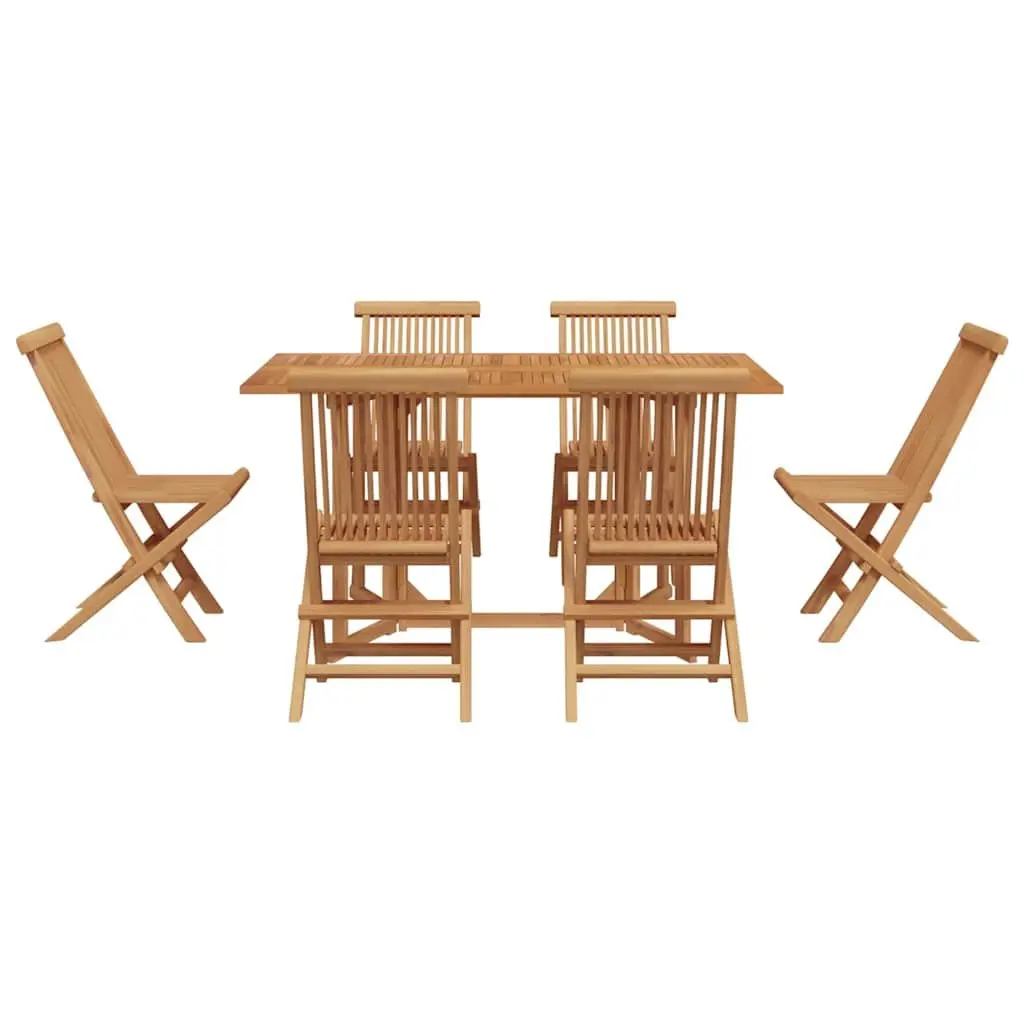 Outdoor Dining Set Modern Teak Wood 7 Piece Rectangular Table and Chairs
