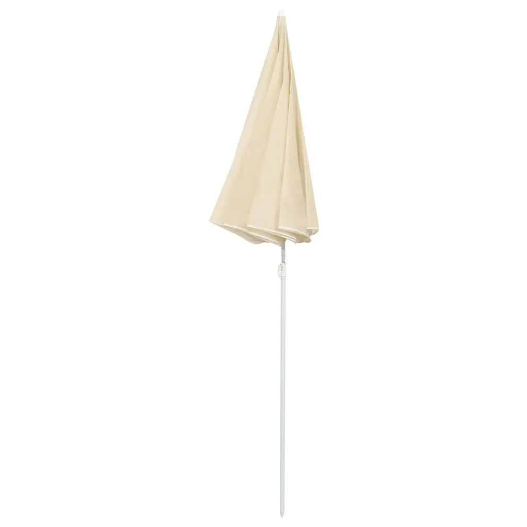 Garden Parasol Umbrella UV Protective Polyester 180cm Beige Steel Pole