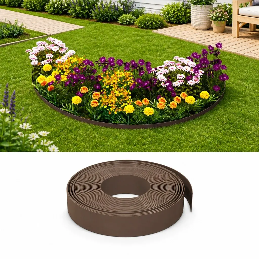 Garden Border Edging Flexible Brown 10 m