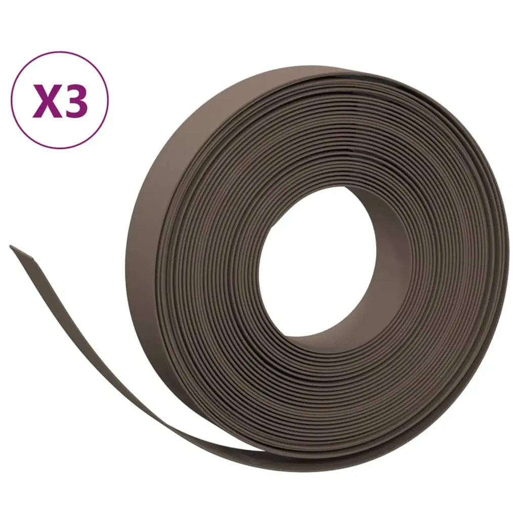 Garden Edgings Flexible Brown 10 m 10 cm 3 Pieces