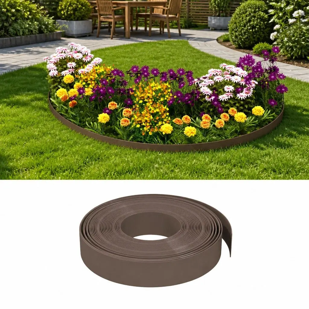 Garden Edging Borders Flexible Brown 10 m