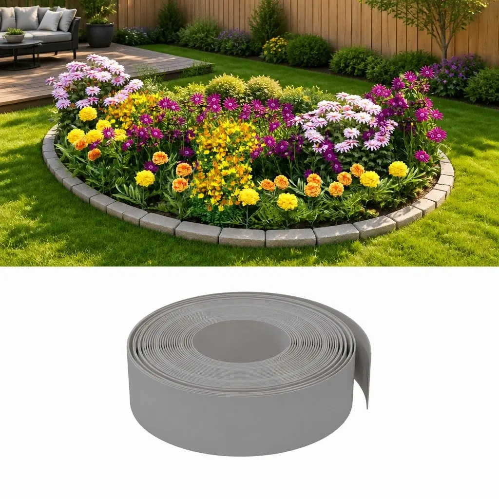 Garden Edging Borders Flexible Grey 10 m 4 Piece Lawn Edging Strips
