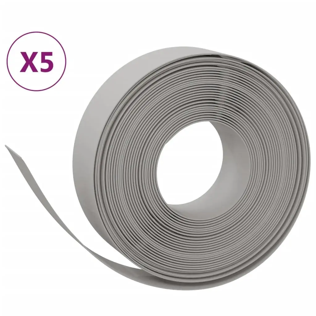 Garden Edging Borders Flexible Grey 10 m 5 Pieces