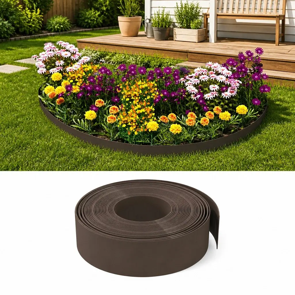 Garden Edging Border Flexible Brown 10 m 2 Pieces