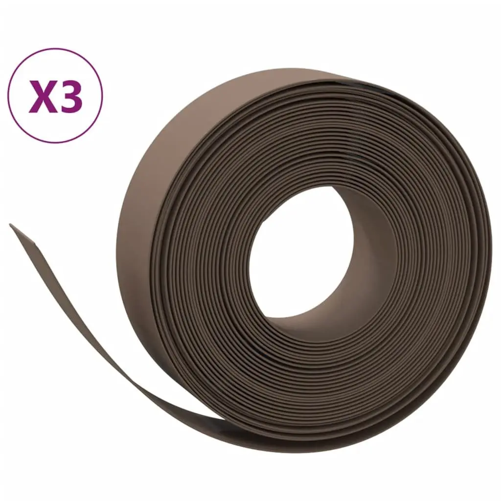 Garden Edging Borders Flexible Brown 10 m Outdoor Lawn Edging 3 Piece