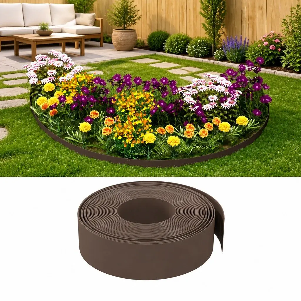 Garden Edging Border Flexible Brown 10 m 4 Pieces