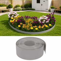 Garden Edging Border 2 Pieces Grey 10m Flexible Lawn Flower Bed Edging Strips