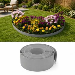 Garden Edging Borders 3 pcs Grey 10 m Flexible Lawn Edge Flower Bed Path Barrier