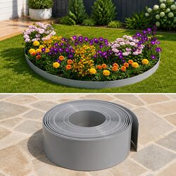 Garden Edging Border 4 pcs Grey 10 m 20 cm Flexible Lawn Lawn Edge Polyethylene