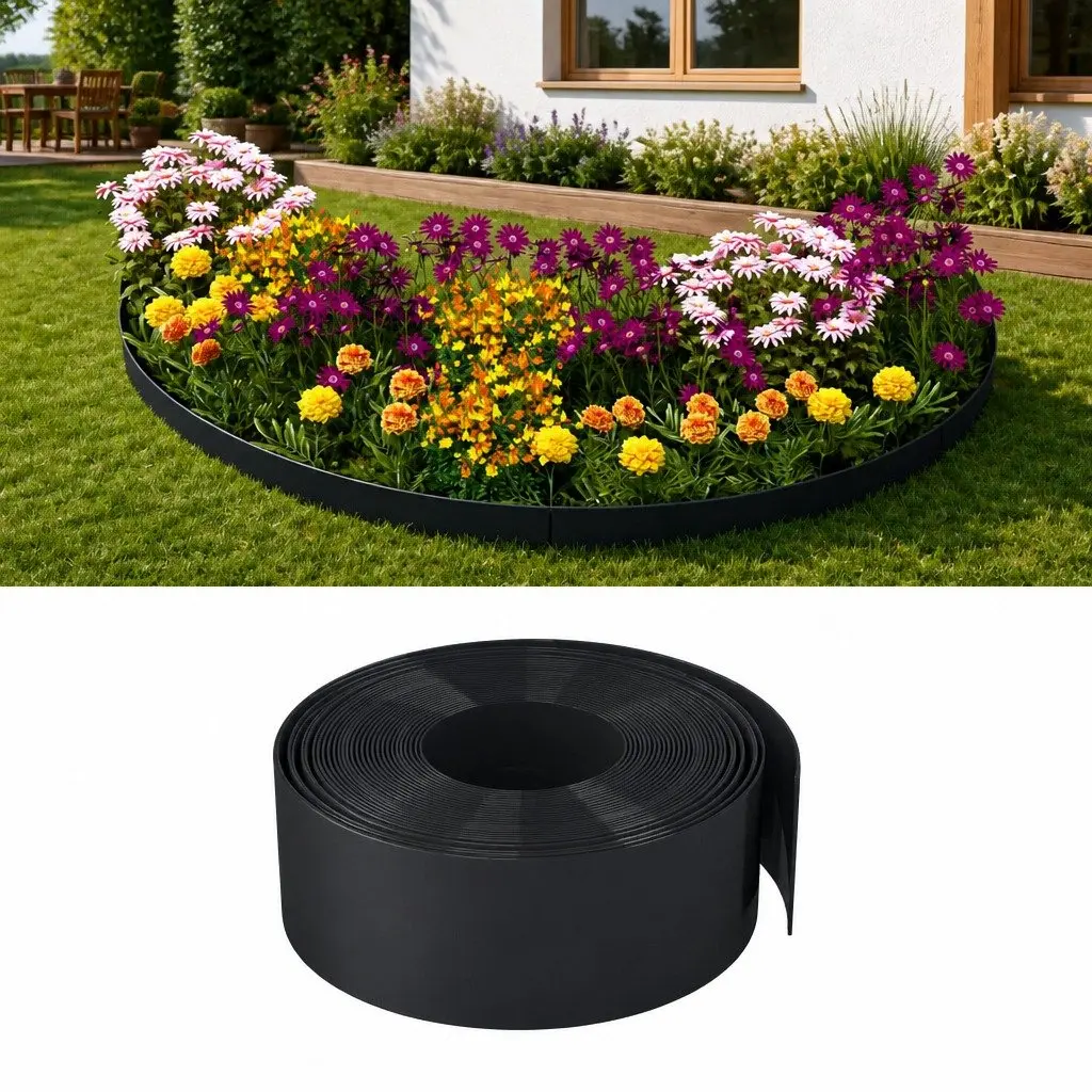 Garden Edging Borders Flexible Black 10 m 3 Piece