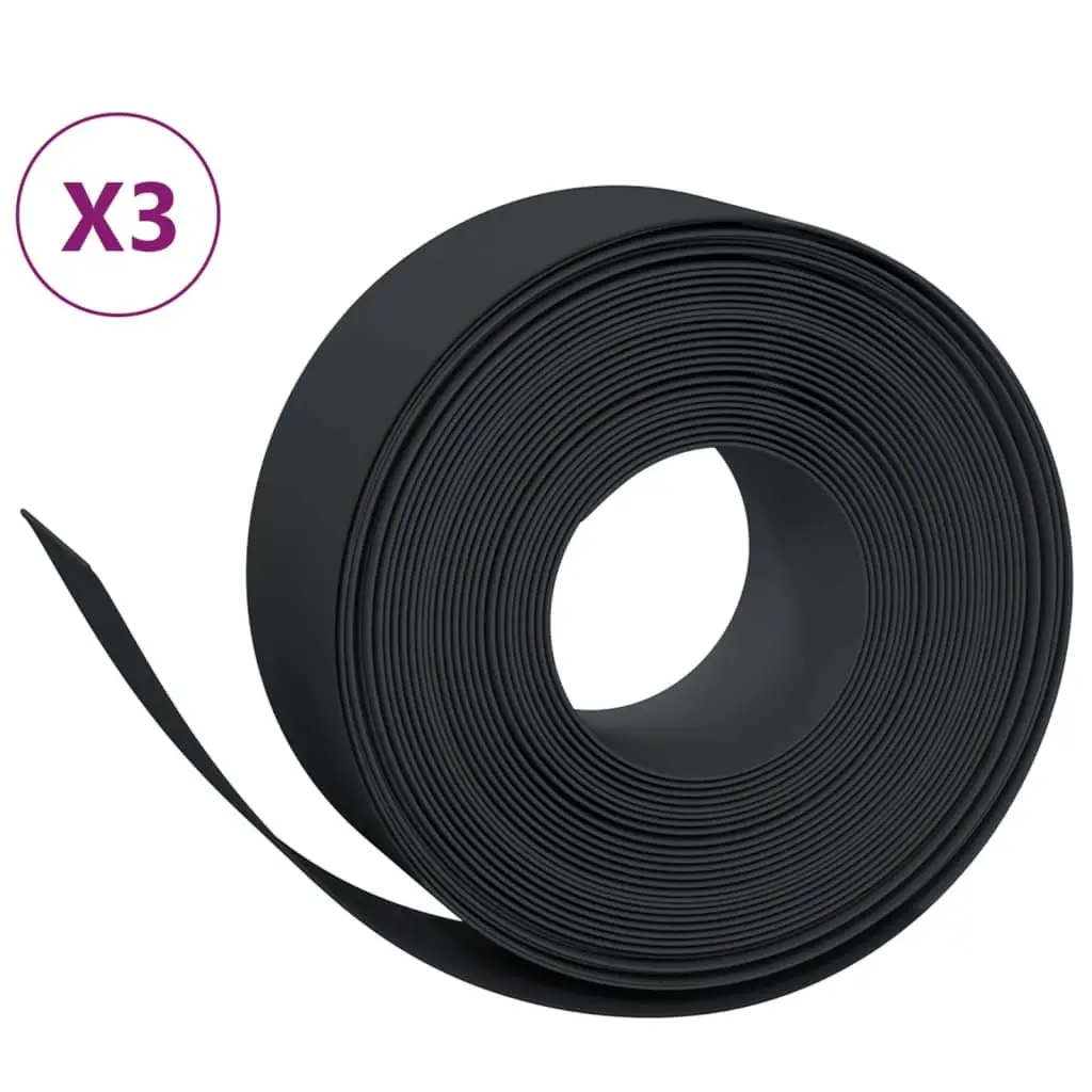 Garden Edging Borders Flexible Black 10 m 3 Piece