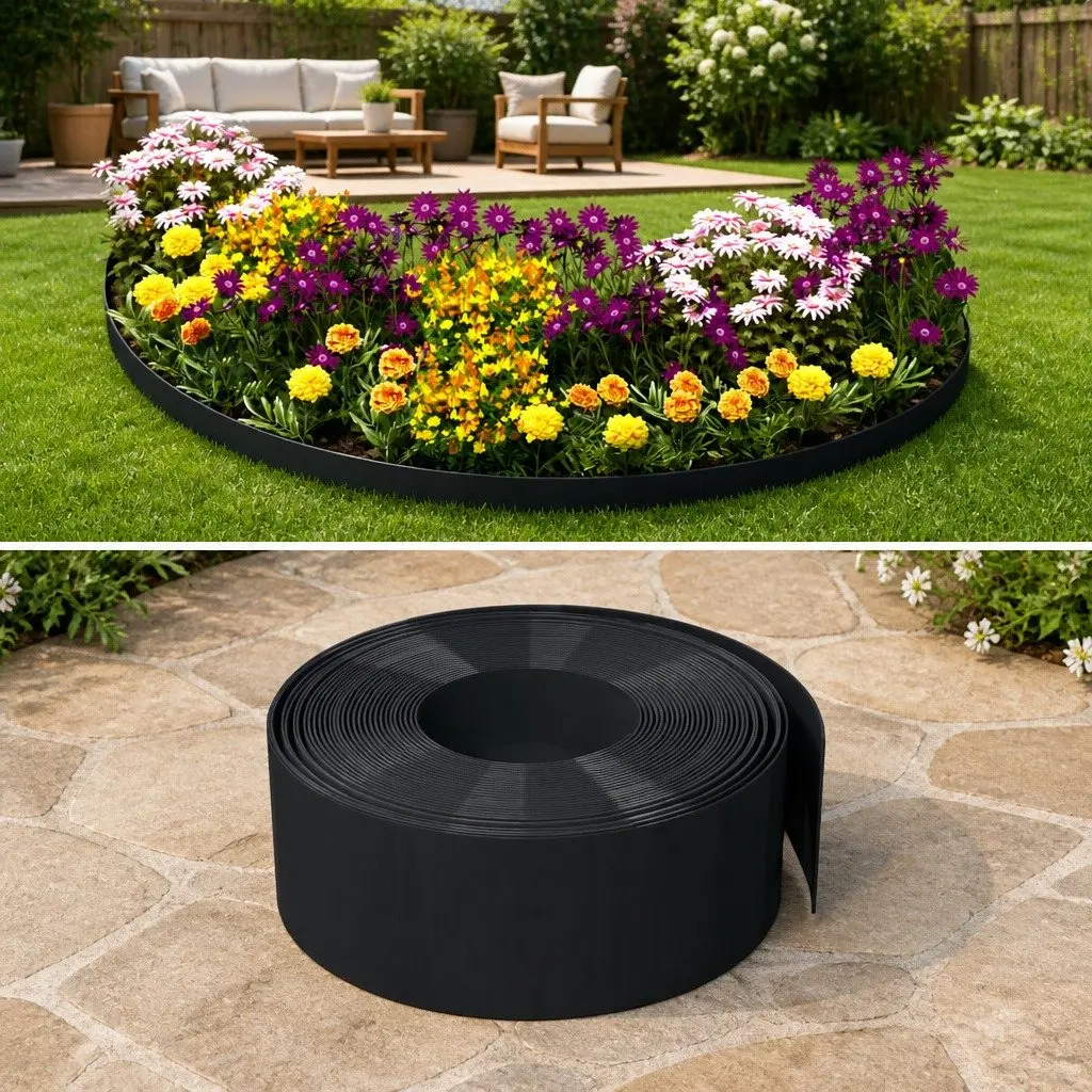 Garden Edging Border Flexible Black 10m 4 Pieces