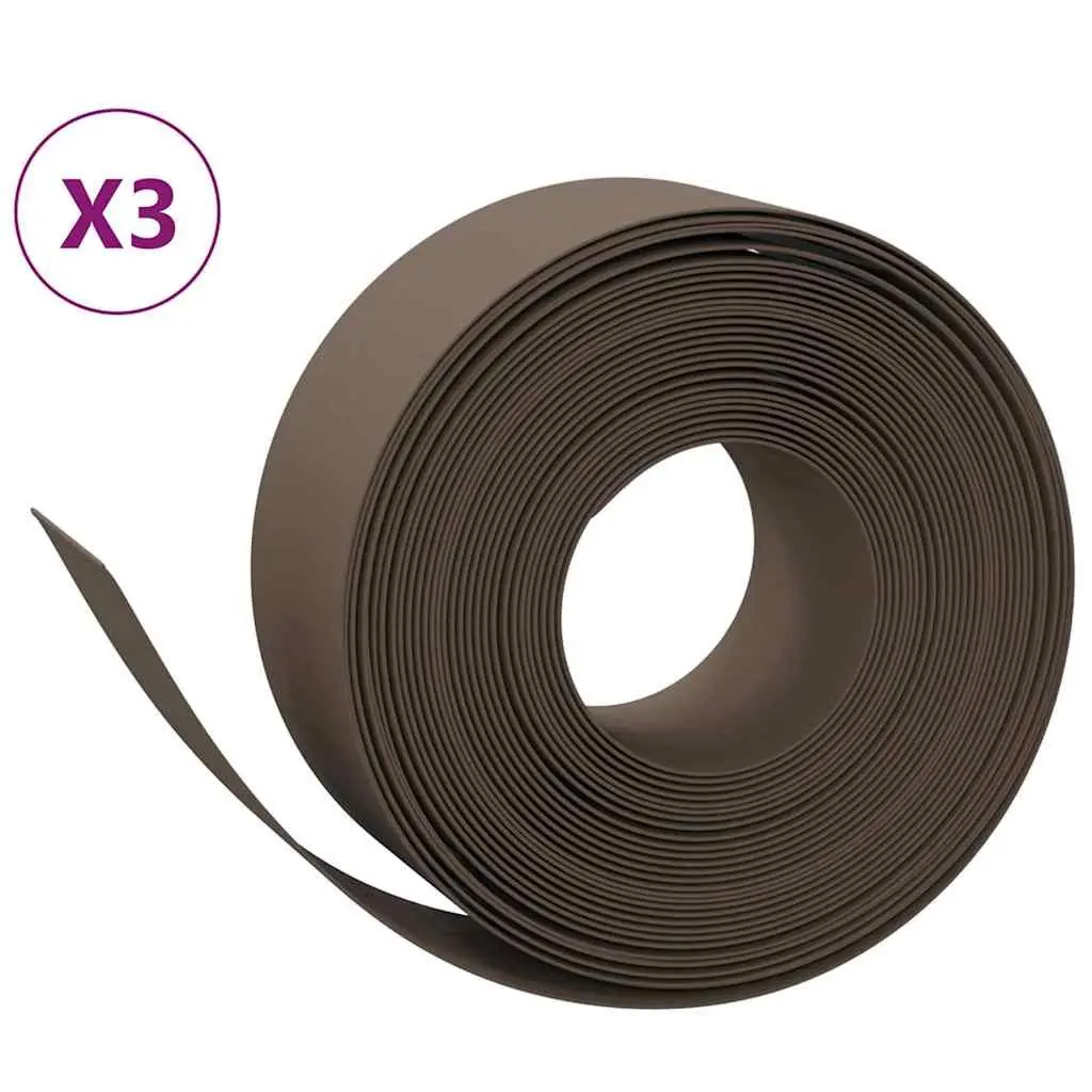 Garden Edging Flexible Brown 10 m 20 cm 3 Piece Lawn Border Flower Bed Edger
