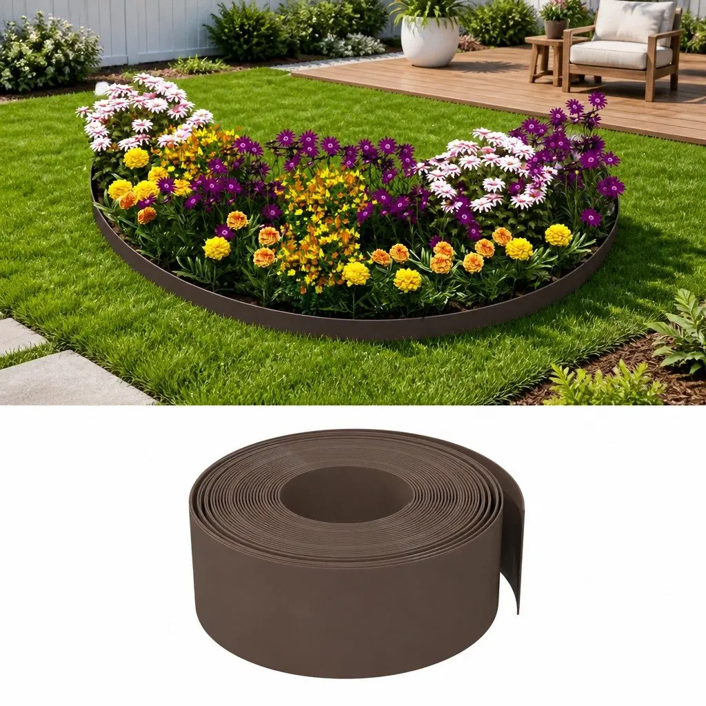 Garden Edging Flexible Brown 10 m 20 cm 4 Piece