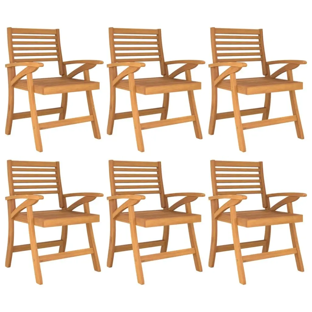 7 Piece Garden Dining Set Solid Acacia Wood Slatted Table with Curved Back Chairs Brown