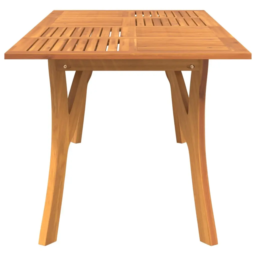7 Piece Garden Dining Set Solid Acacia Wood Slatted Table with Curved Back Chairs Brown