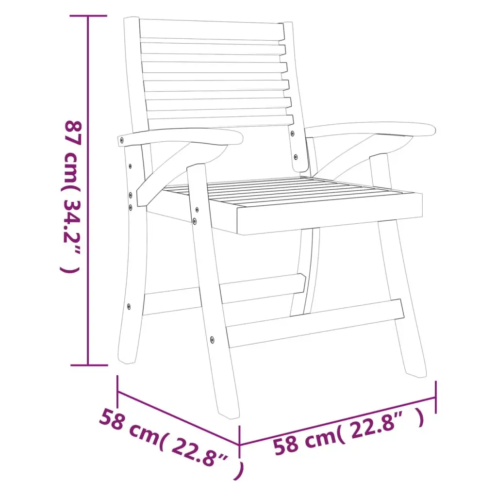 Garden Dining Set Solid Acacia Wood 9 Piece Outdoor Furniture Brown