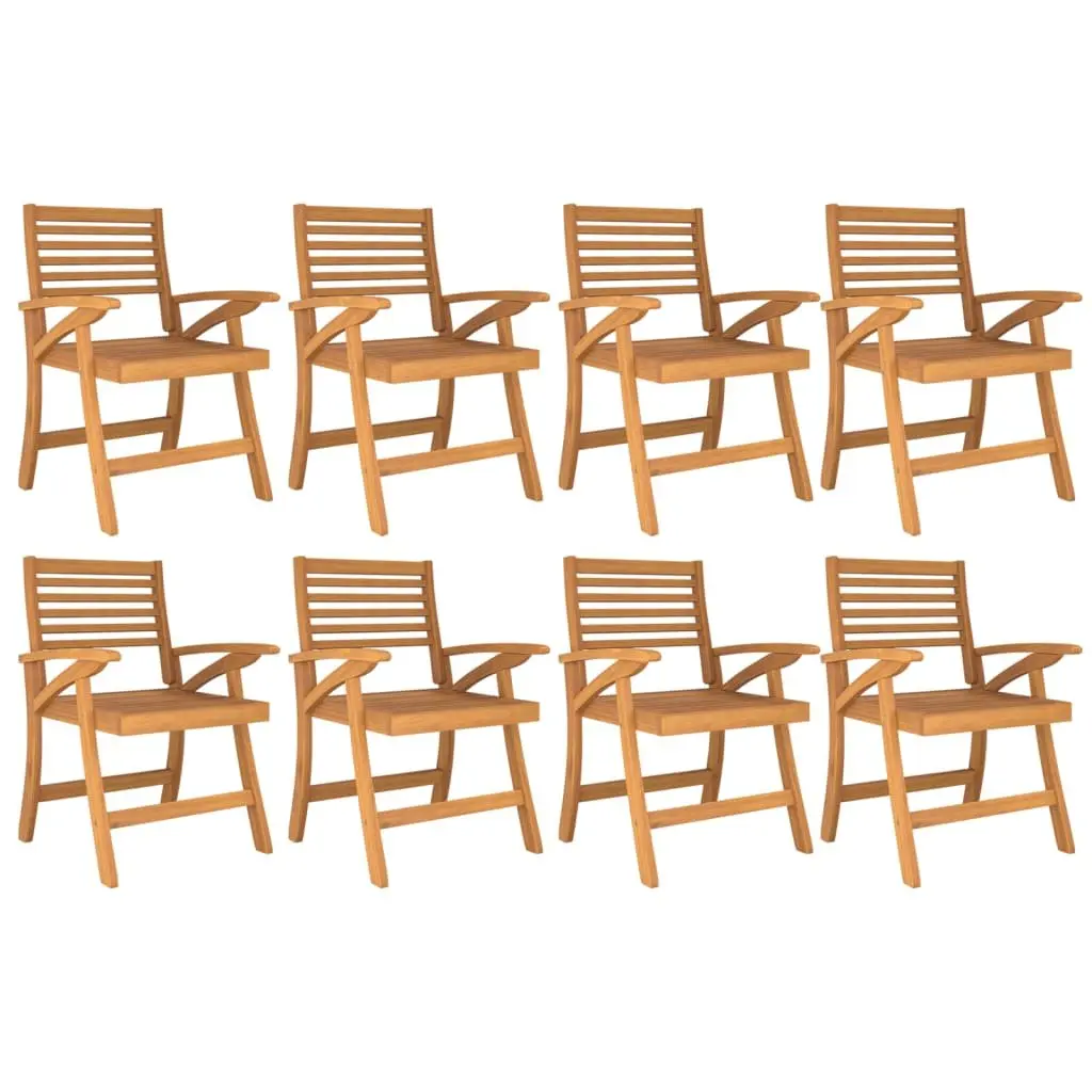 Garden Dining Set Solid Acacia Wood 9 Piece Outdoor Furniture Brown