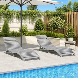 Relax with Grey Outdoor Sun Loungers - 2 Pack