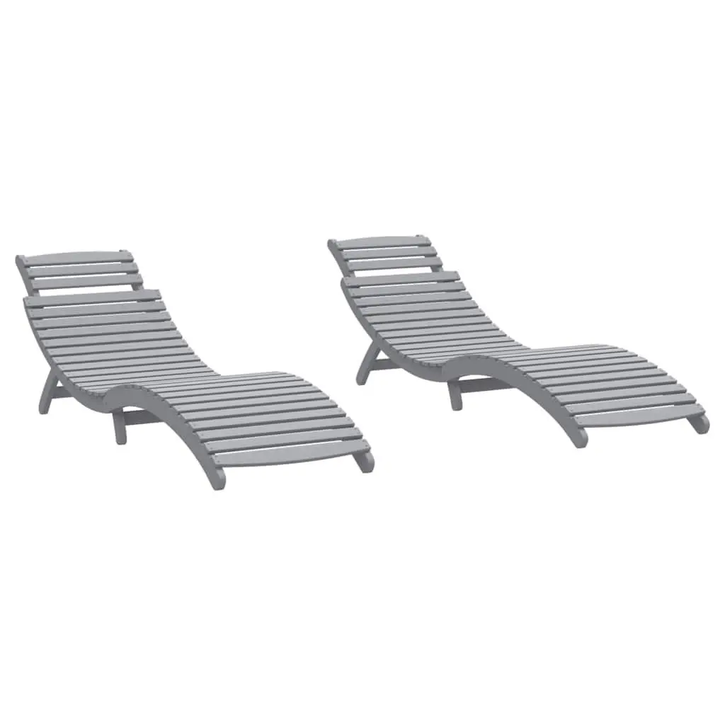 Sun Loungers 2 pcs Grey Outdoor Garden Patio Furniture Foldable Relaxing Seat