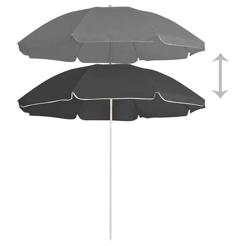 Garden Parasol Anthracite 180cm Outdoor Shade Umbrella Steel Pole Tilt Function