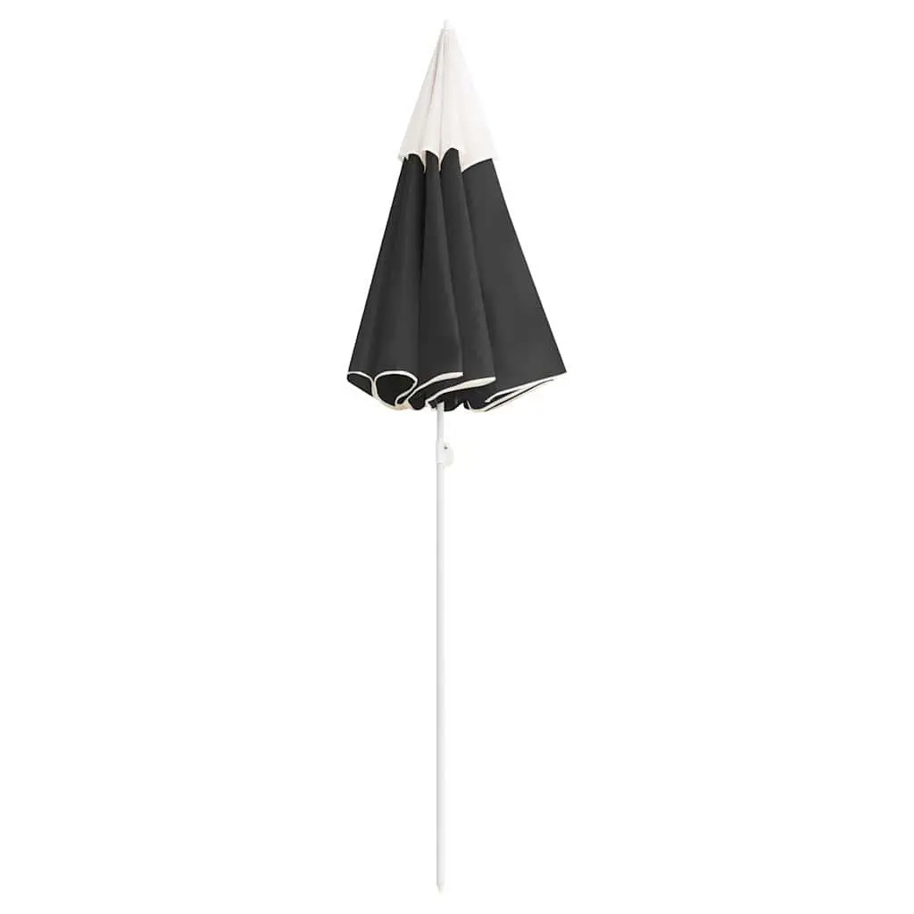 Garden Parasol Anthracite 180cm Outdoor Shade Umbrella Steel Pole Tilt Function